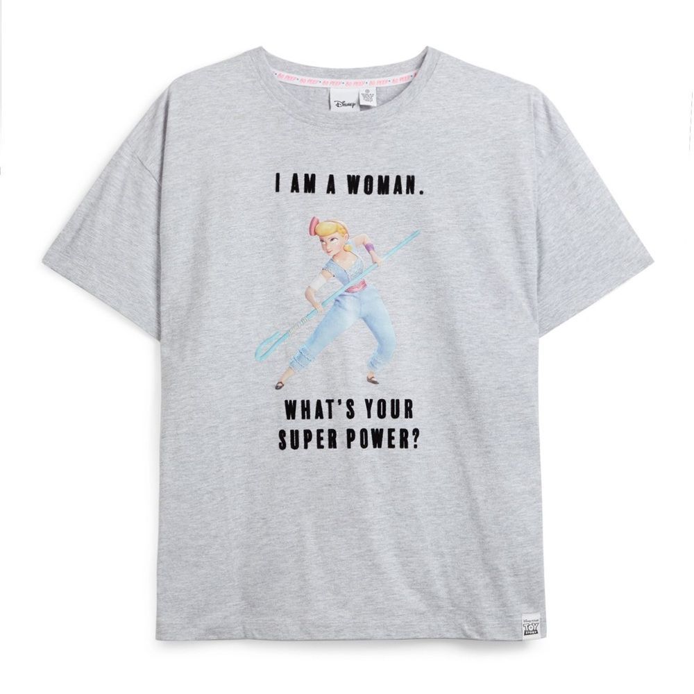 Disney Primark x Toy Story Bo Peep Gray Short Sleeve Crewneck Graphic Tee. XS.